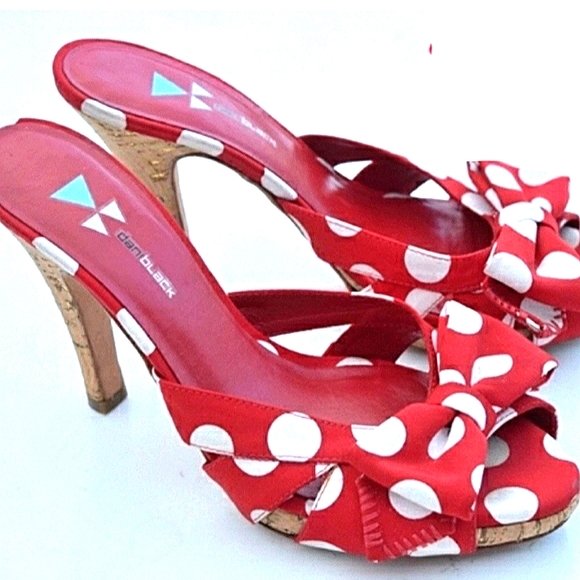 DaniBlack Shoes - DANIBLACK Polka Dot Bow Sandals NWOT!